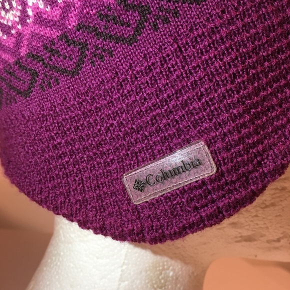 Columbia Wool Stocking Hat Purple Fleece Lined O/S - Picture 4 of 8